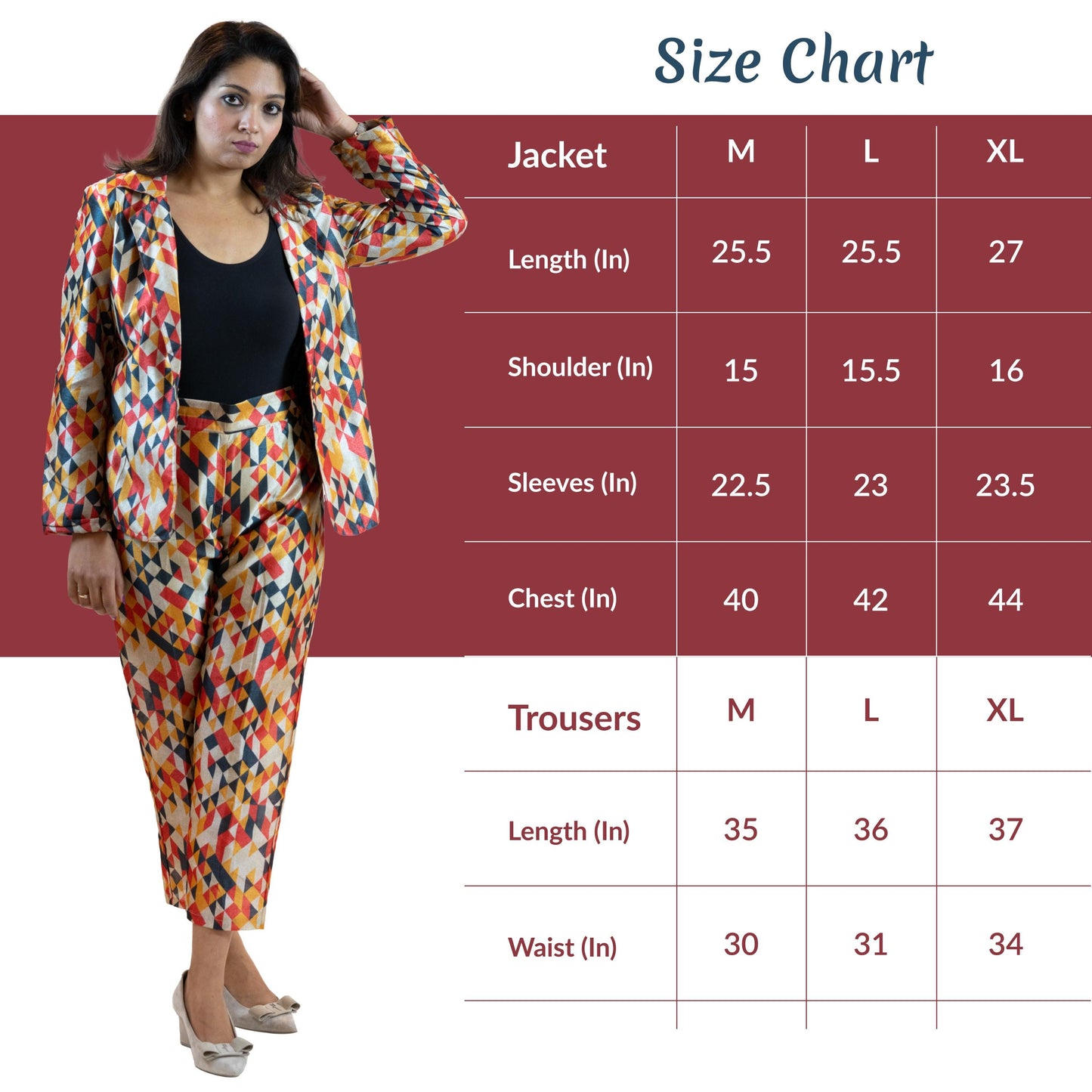 Geometric Print Co-Ord Set – Diamond Pattern Suit Women