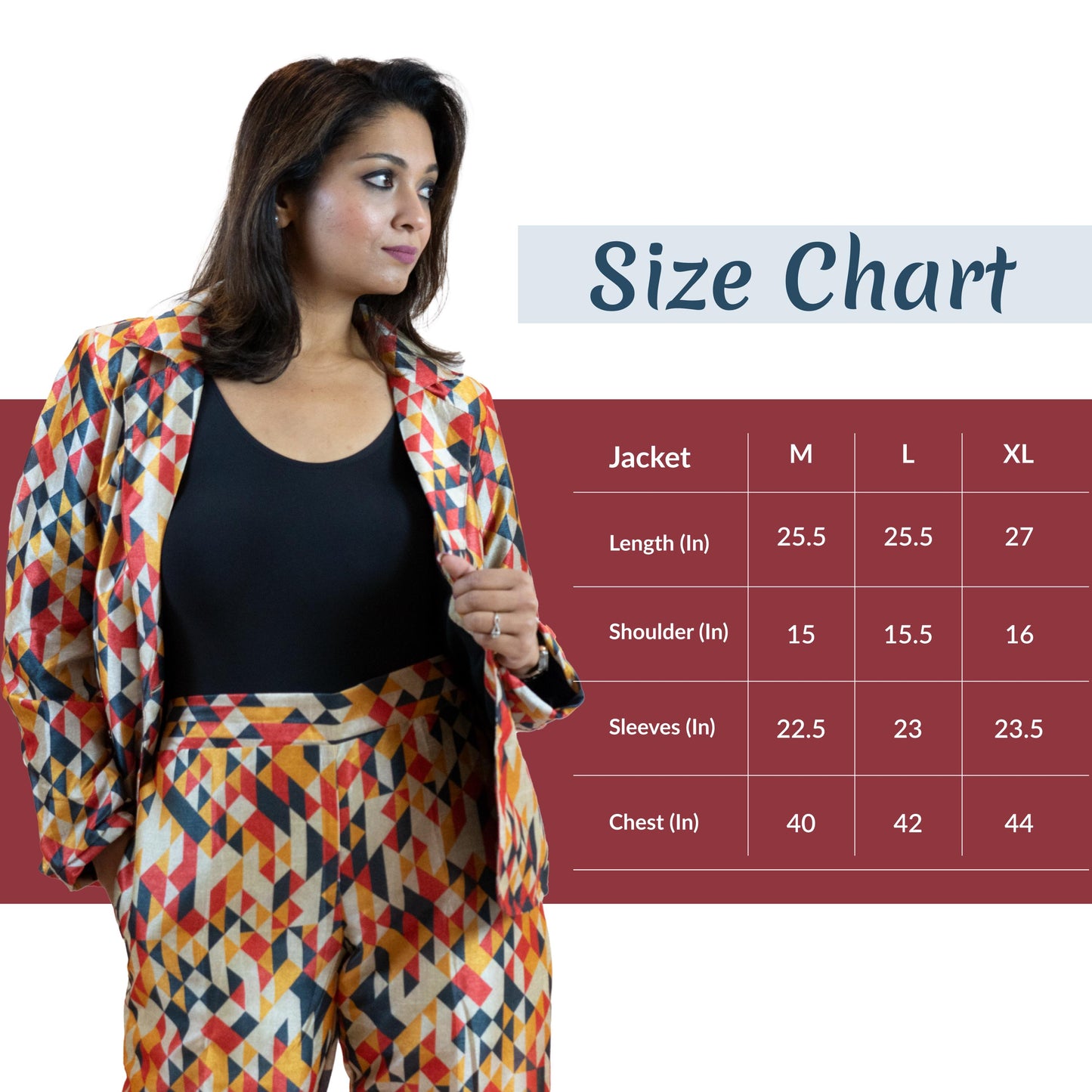 Geometric Block Blazer – Diamond Pattern Women’s Jacket