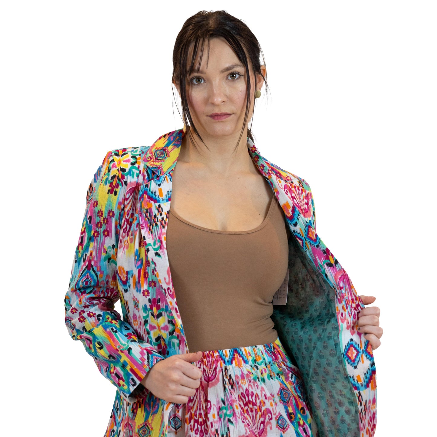 Moroccan Print Blazer – Lightweight Cotton Viscose Jacket