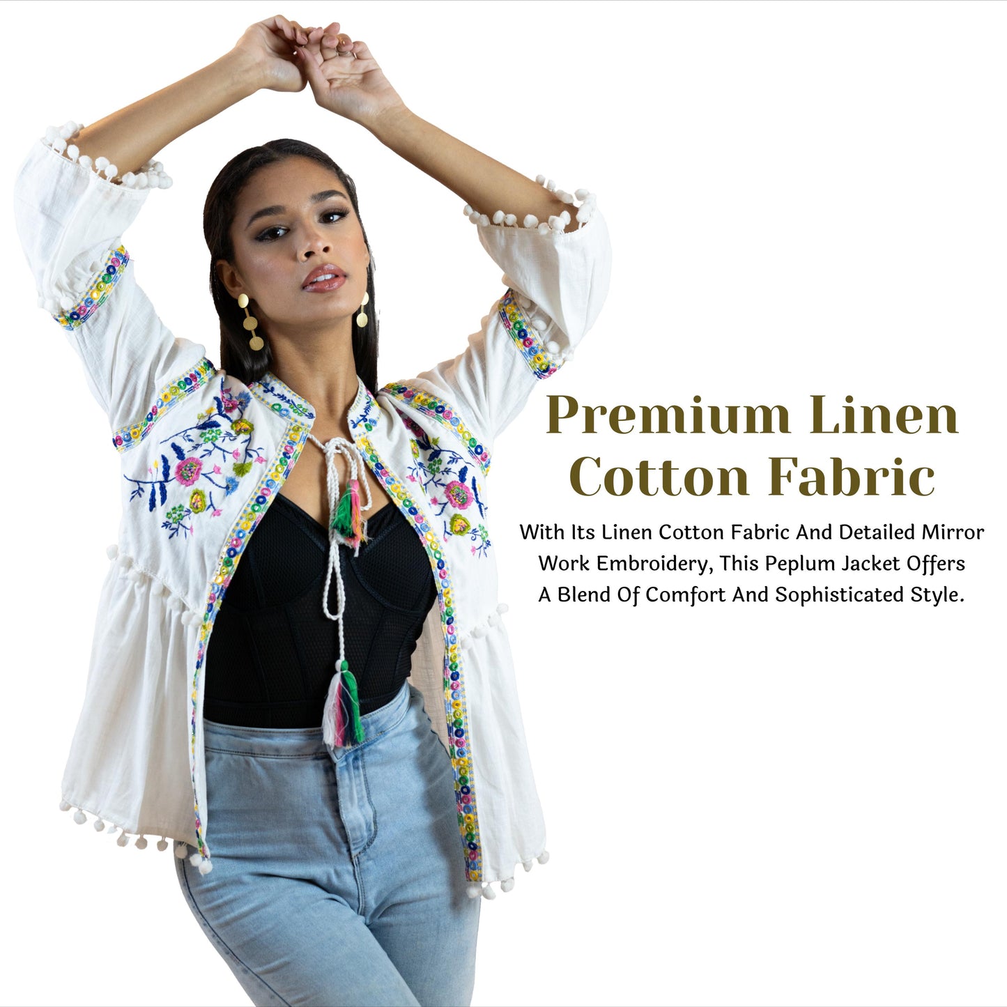 Floral Peplum Blouse – Puff Sleeve Tie-Front Printed Shirt