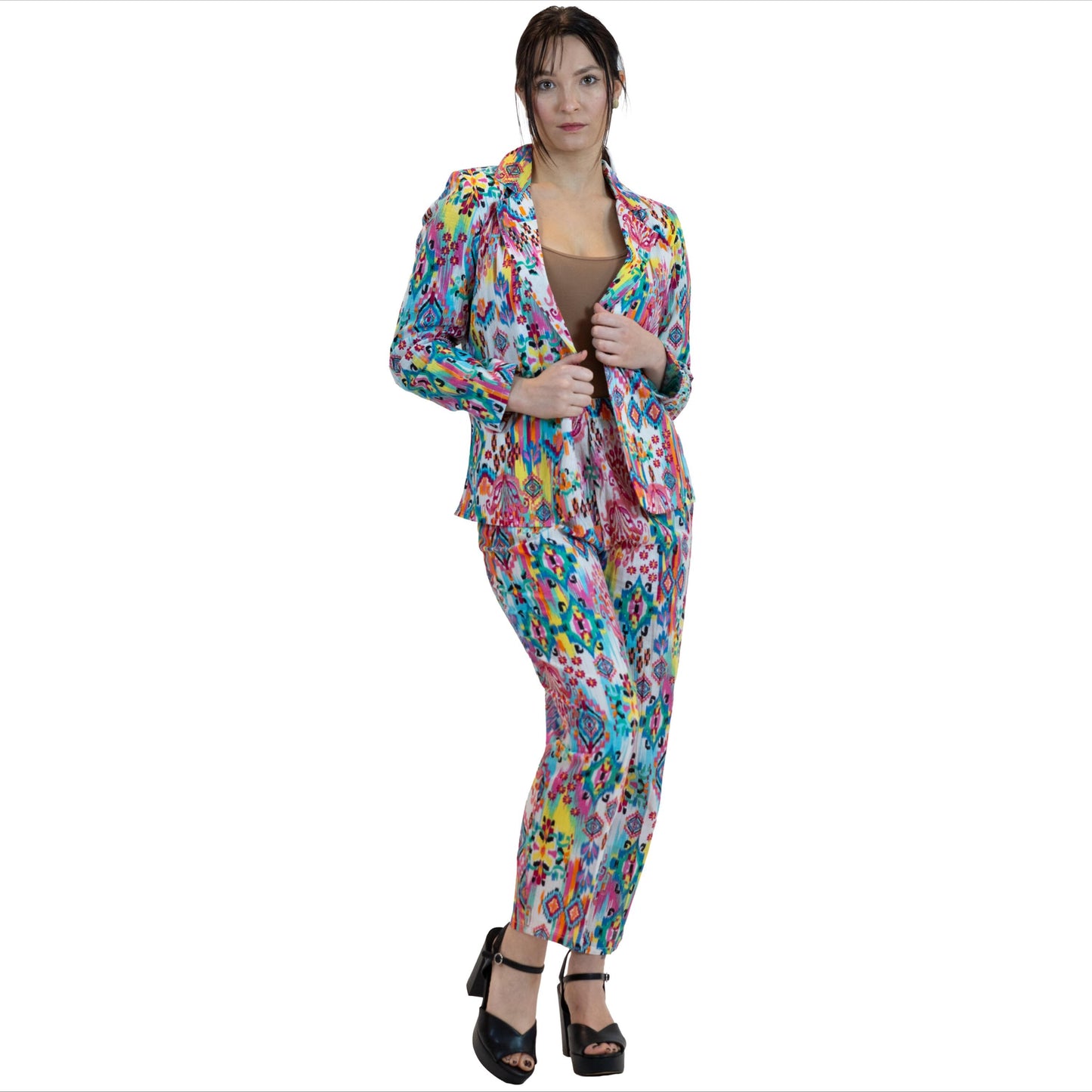 Moroccan Print Co-Ord Set – Blazer & Pants Suit Women - Pink