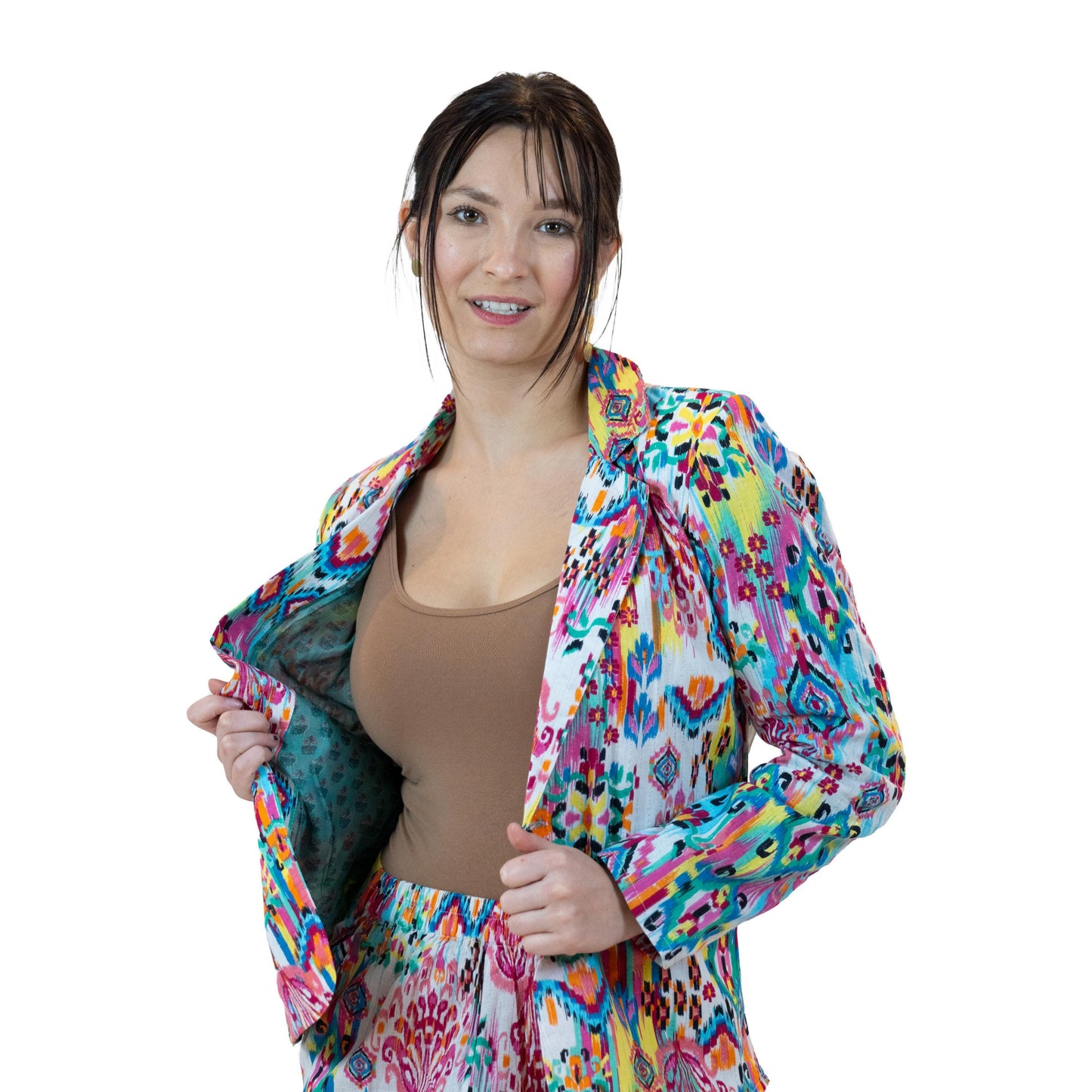 Moroccan Print Blazer – Lightweight Cotton Viscose Jacket