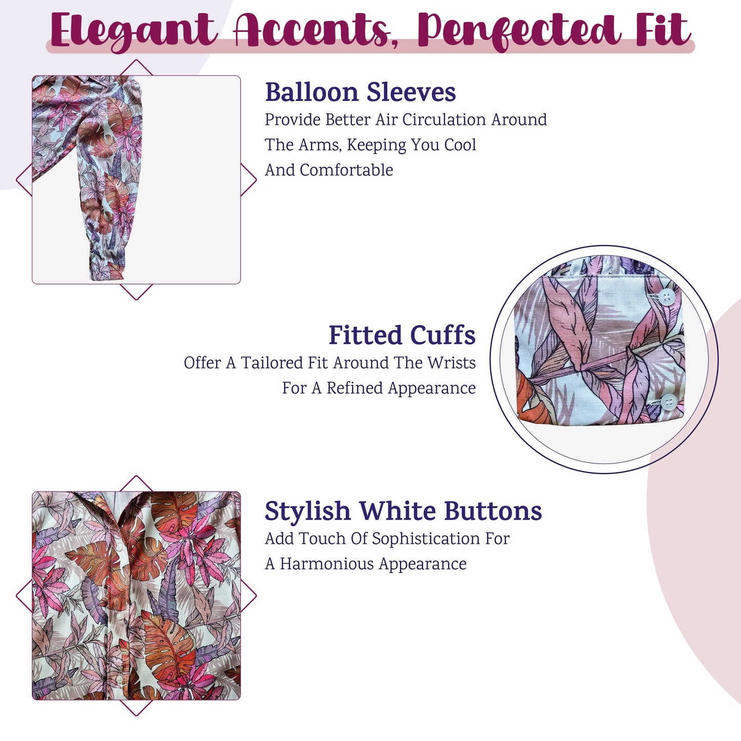 Colorful Floral Button Down – Balloon Sleeve Women’s Shirt