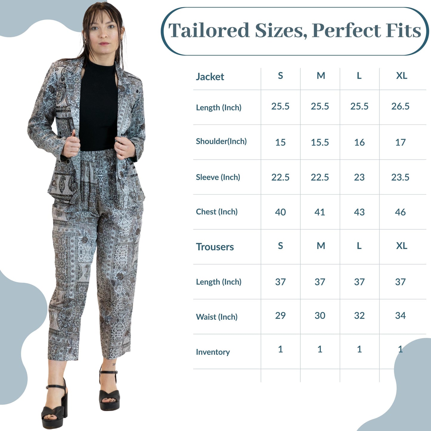 Monochrome Mirror Work Co-Ord Set – Women’s 2 Piece Suit