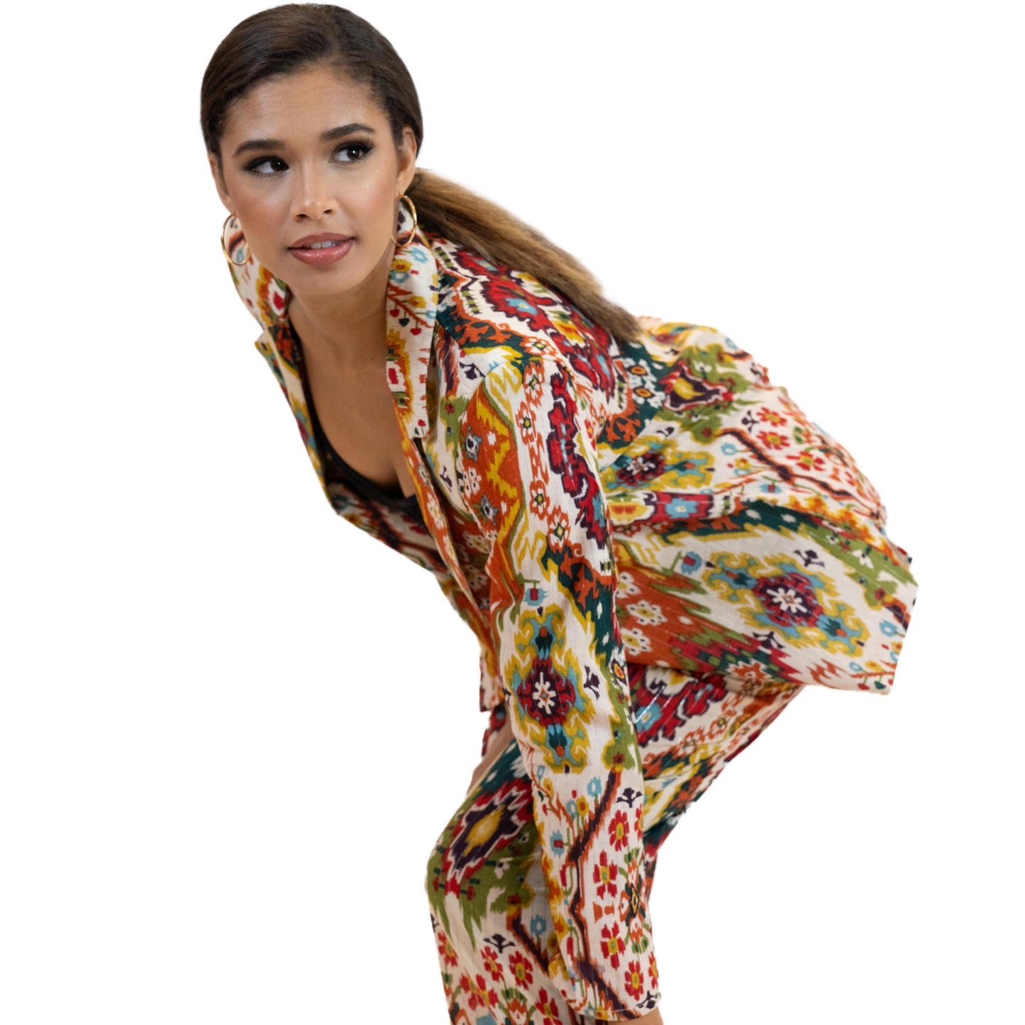 Women’s Moroccan Print Blazer – Lightweight Multicolor Jacket