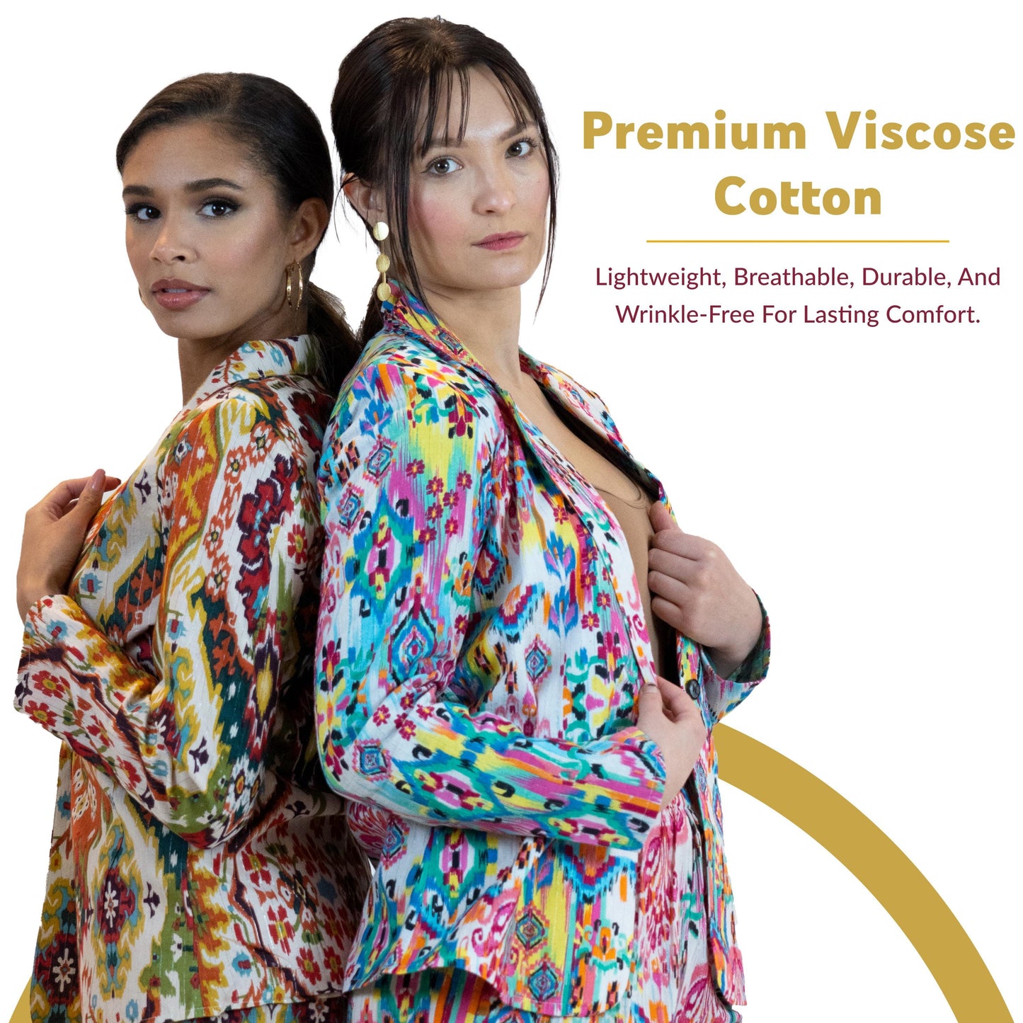 Women’s Moroccan Print Blazer – Lightweight Multicolor Jacket