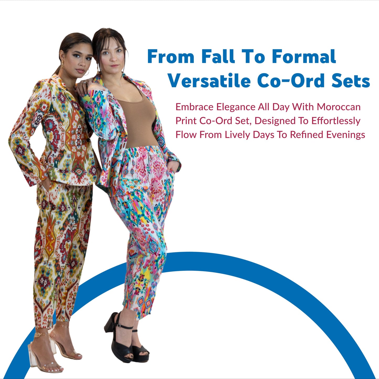 Moroccan Print Co-Ord Set – Blazer & Pants Suit Women - Pink