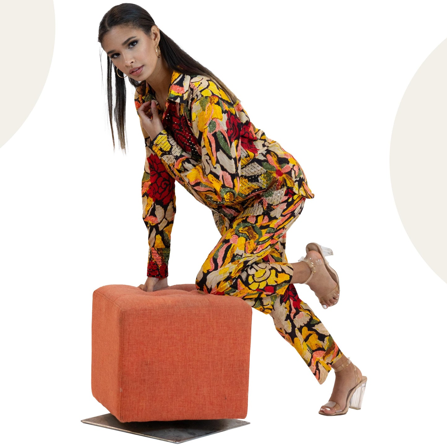 Floral Sequins Co-Ord Set – Elegant 2 Piece Party Outfit