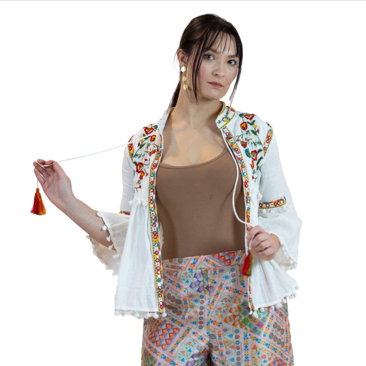 Floral Peplum Top – Puff Sleeve Printed Blouse for Women