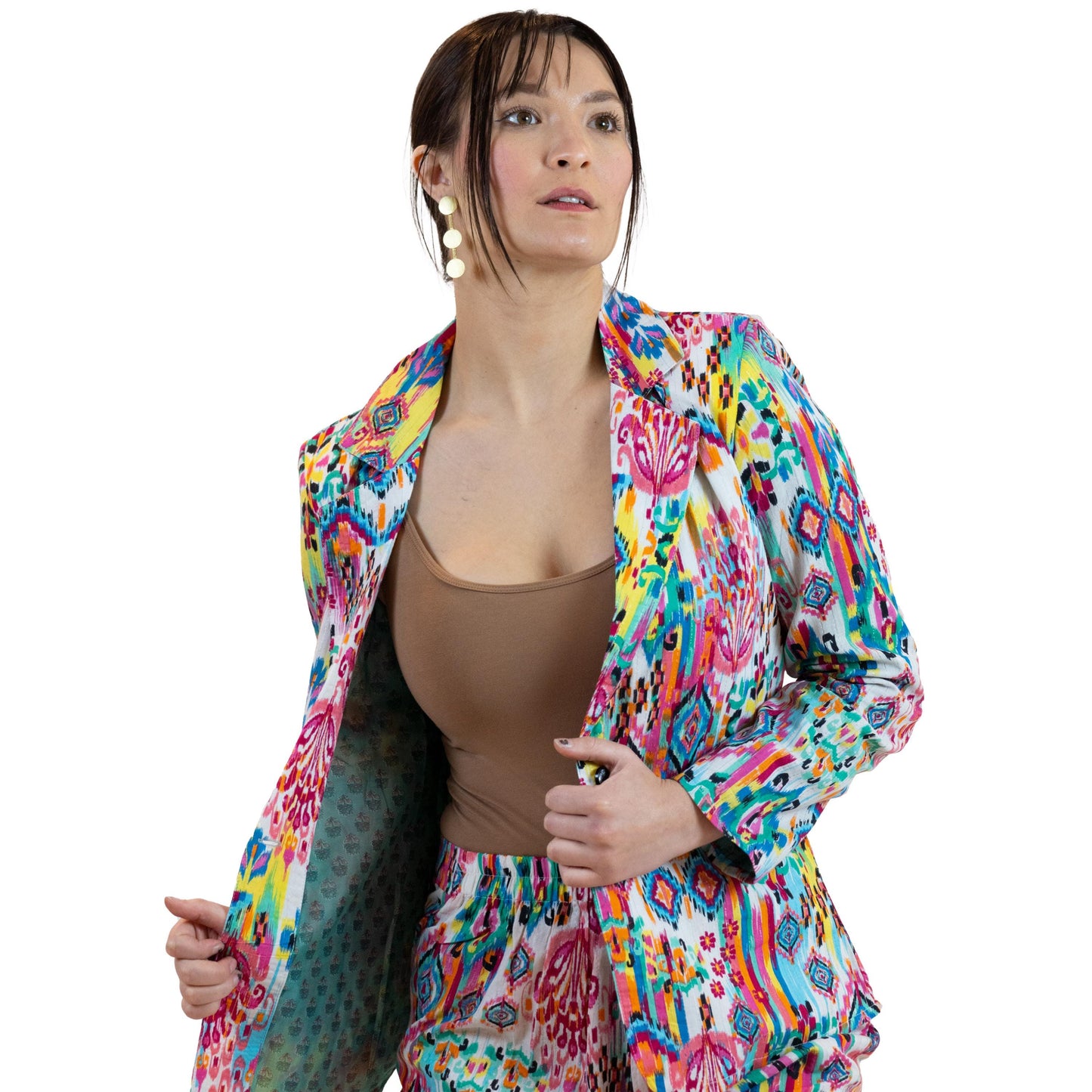 Moroccan Print Blazer – Lightweight Cotton Viscose Jacket