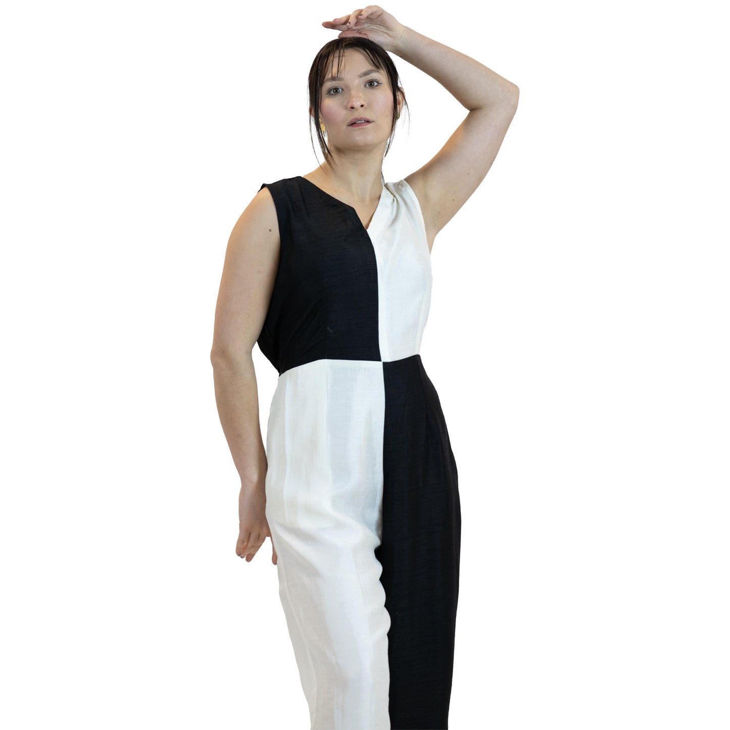 Black & White Jumpsuit – Belted Sleeveless Wide-Leg Outfit