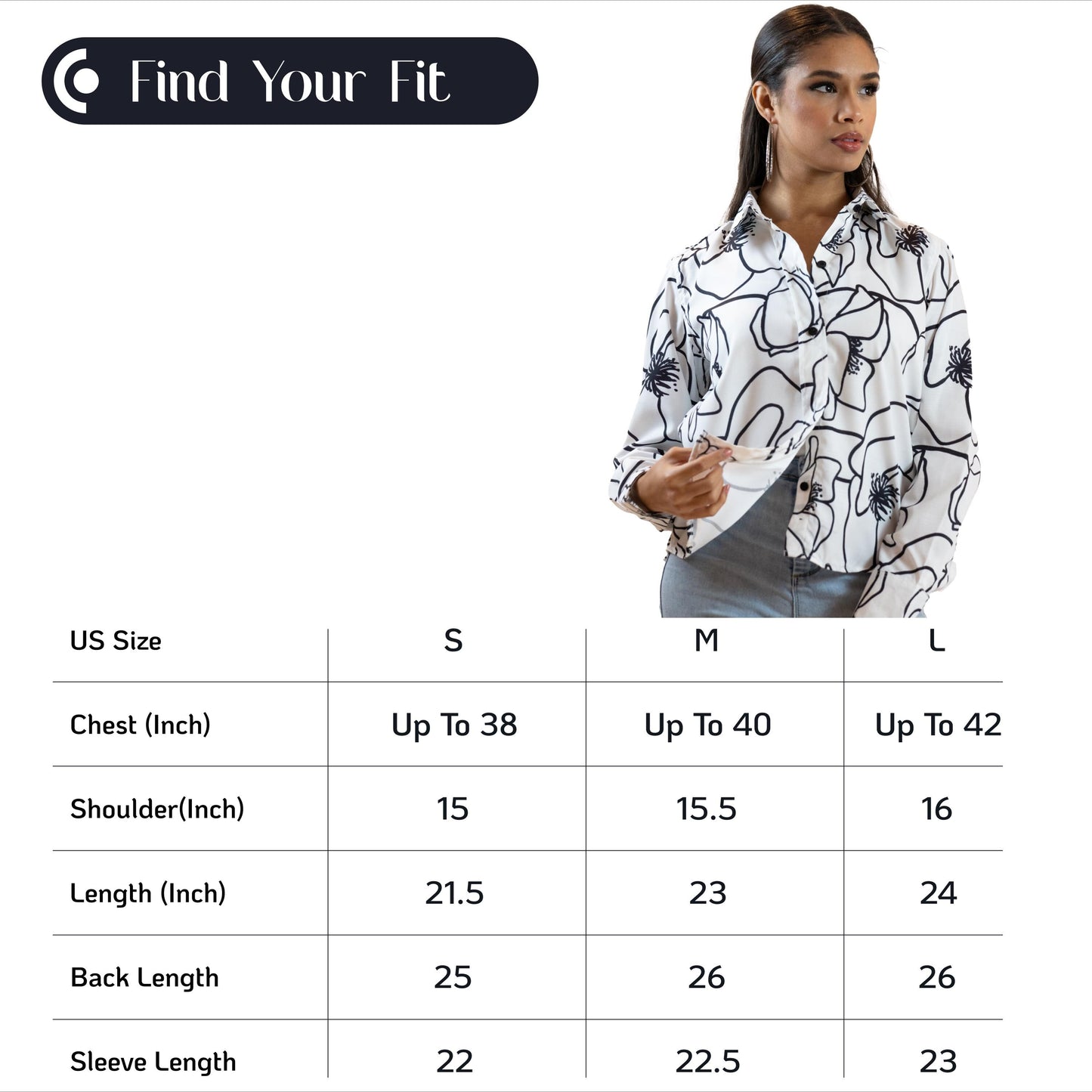 Black & White Line Art Shirt – Long Sleeve Printed Blouse