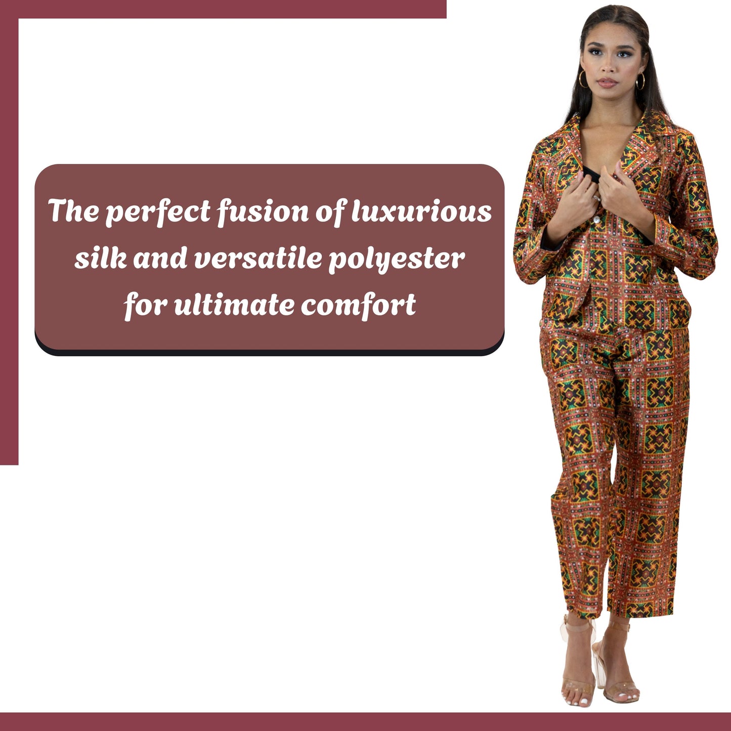 Geometric Print Co-Ord Set – Blazer & Tapered Pants Suit