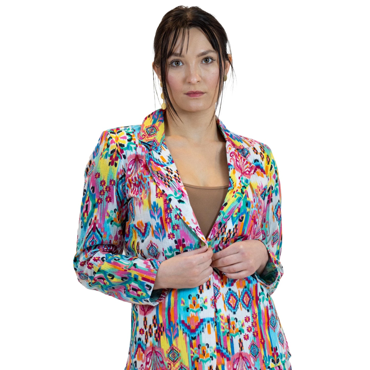 Moroccan Print Blazer – Lightweight Cotton Viscose Jacket