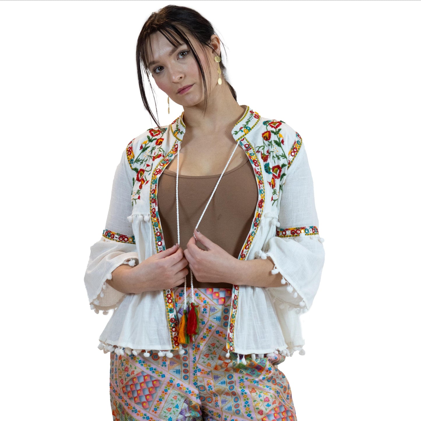Floral Peplum Top – Puff Sleeve Printed Blouse for Women