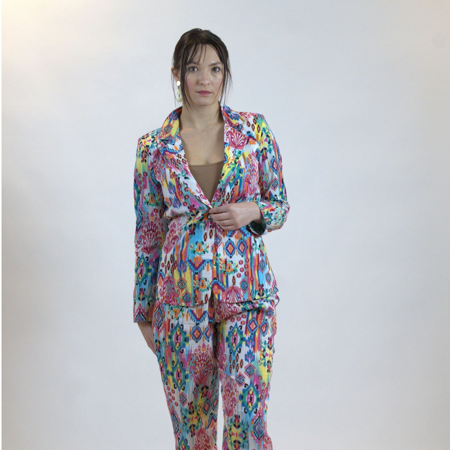 Moroccan Print Co-Ord Set – Blazer & Pants Suit Women - Pink