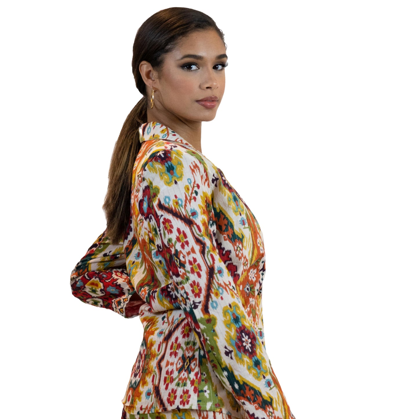 Women’s Moroccan Print Blazer – Lightweight Multicolor Jacket