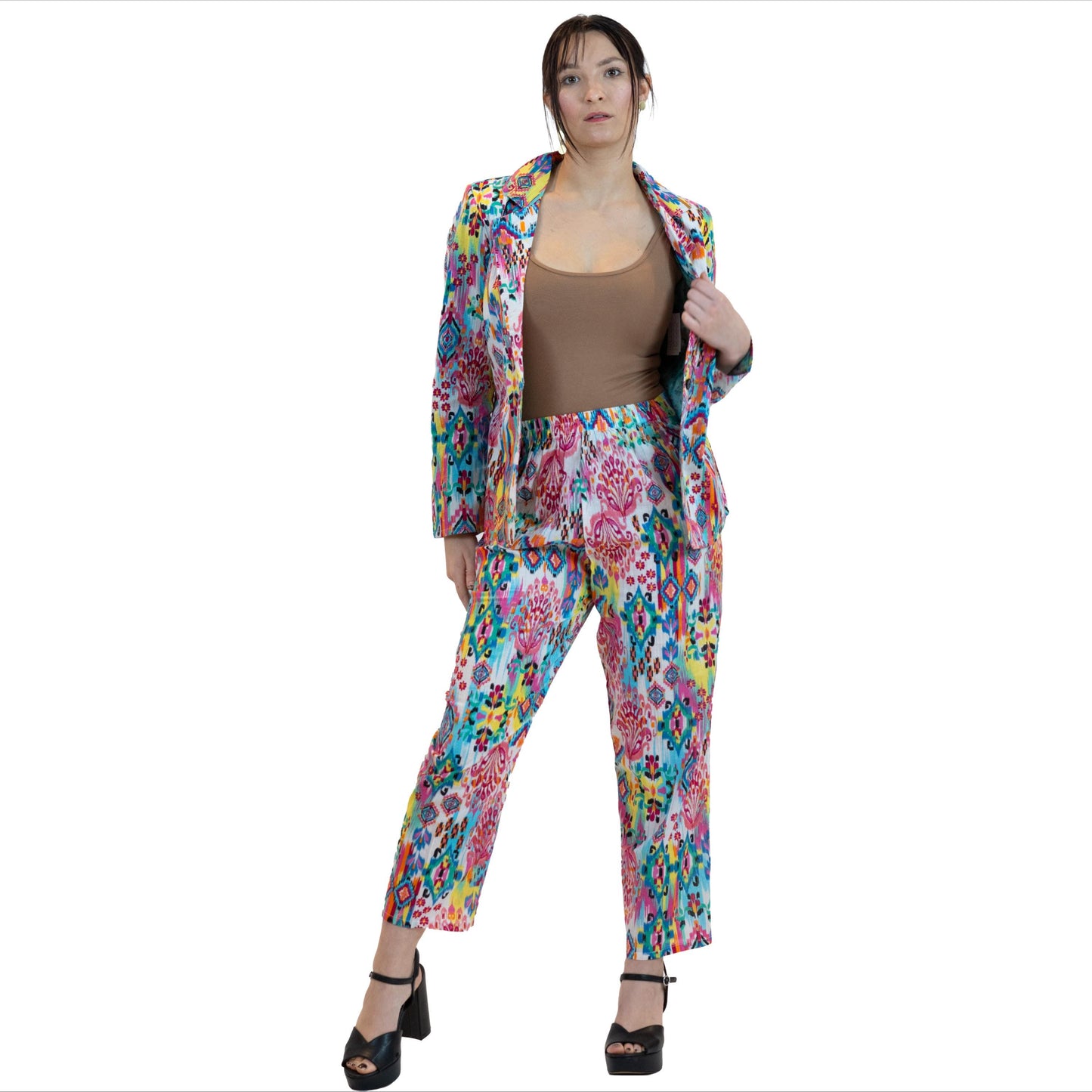 Moroccan Print Co-Ord Set – Blazer & Pants Suit Women - Pink