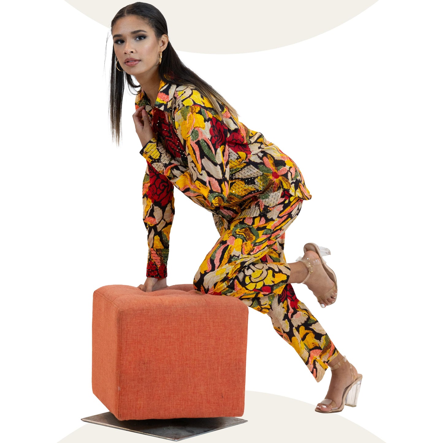 Floral Sequins Co-Ord Set – Elegant 2 Piece Party Outfit