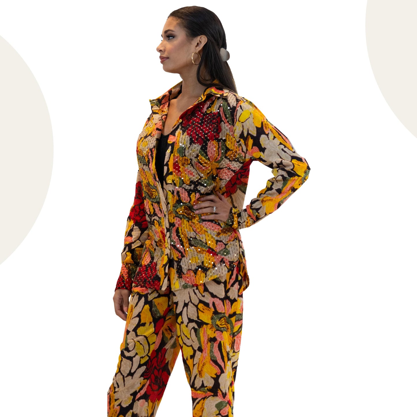 Floral Sequins Co-Ord Set – Elegant 2 Piece Party Outfit