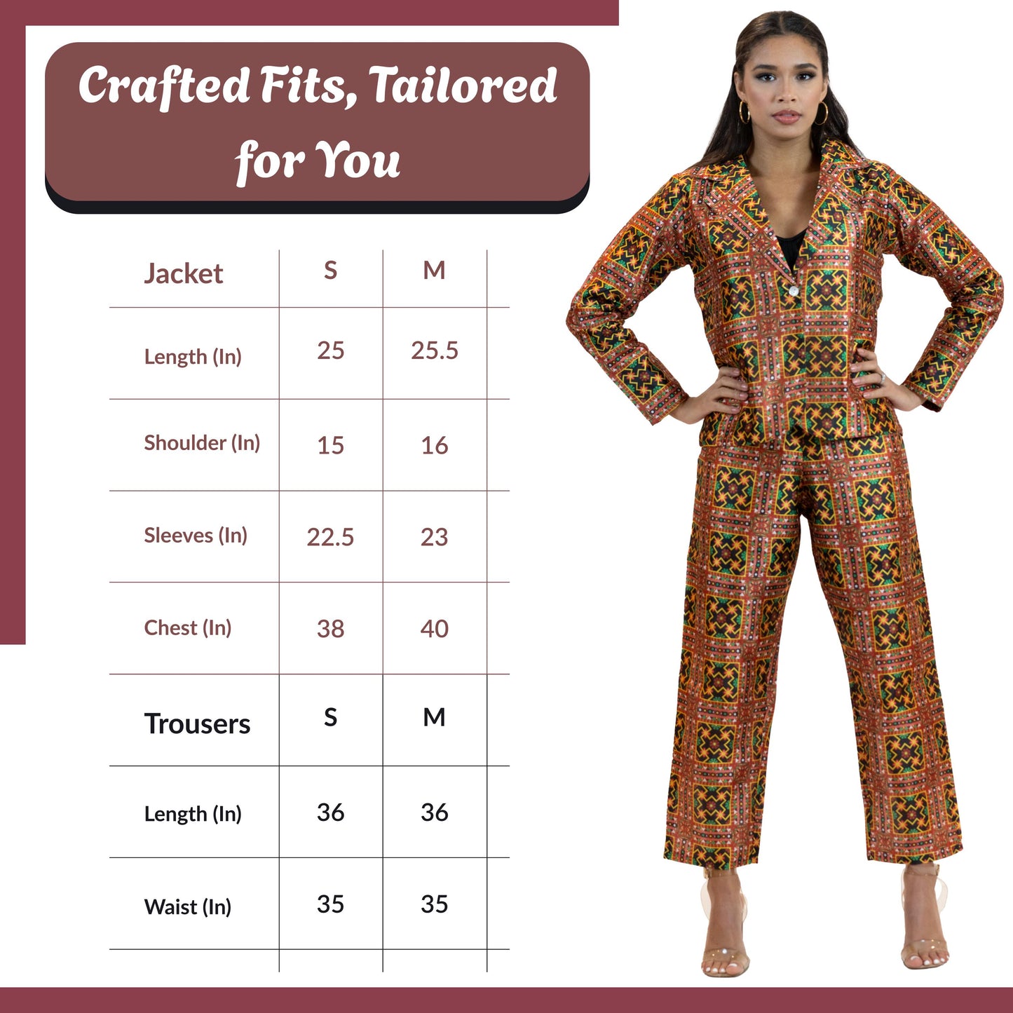 Geometric Print Co-Ord Set – Blazer & Tapered Pants Suit