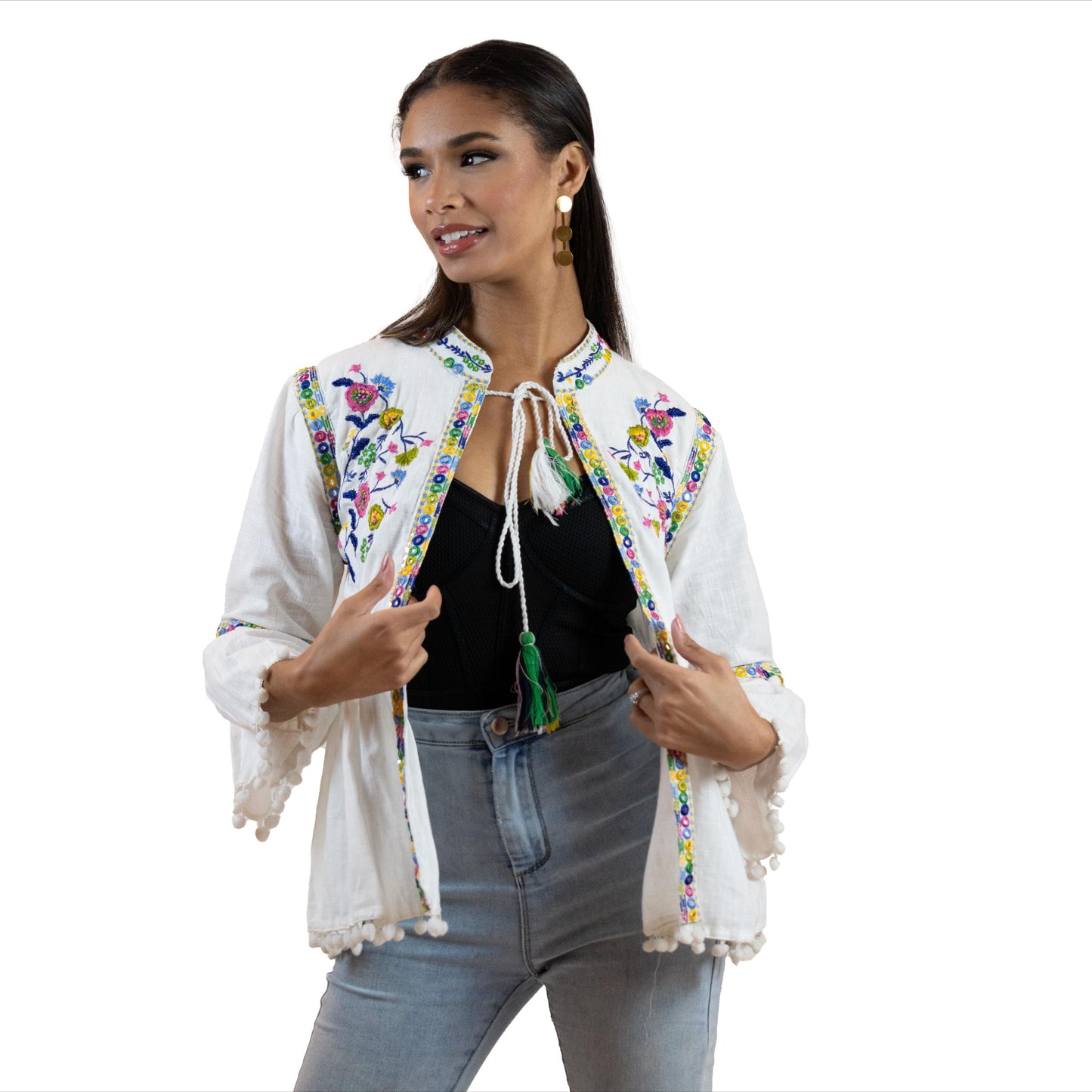 Floral Peplum Blouse – Puff Sleeve Tie-Front Printed Shirt