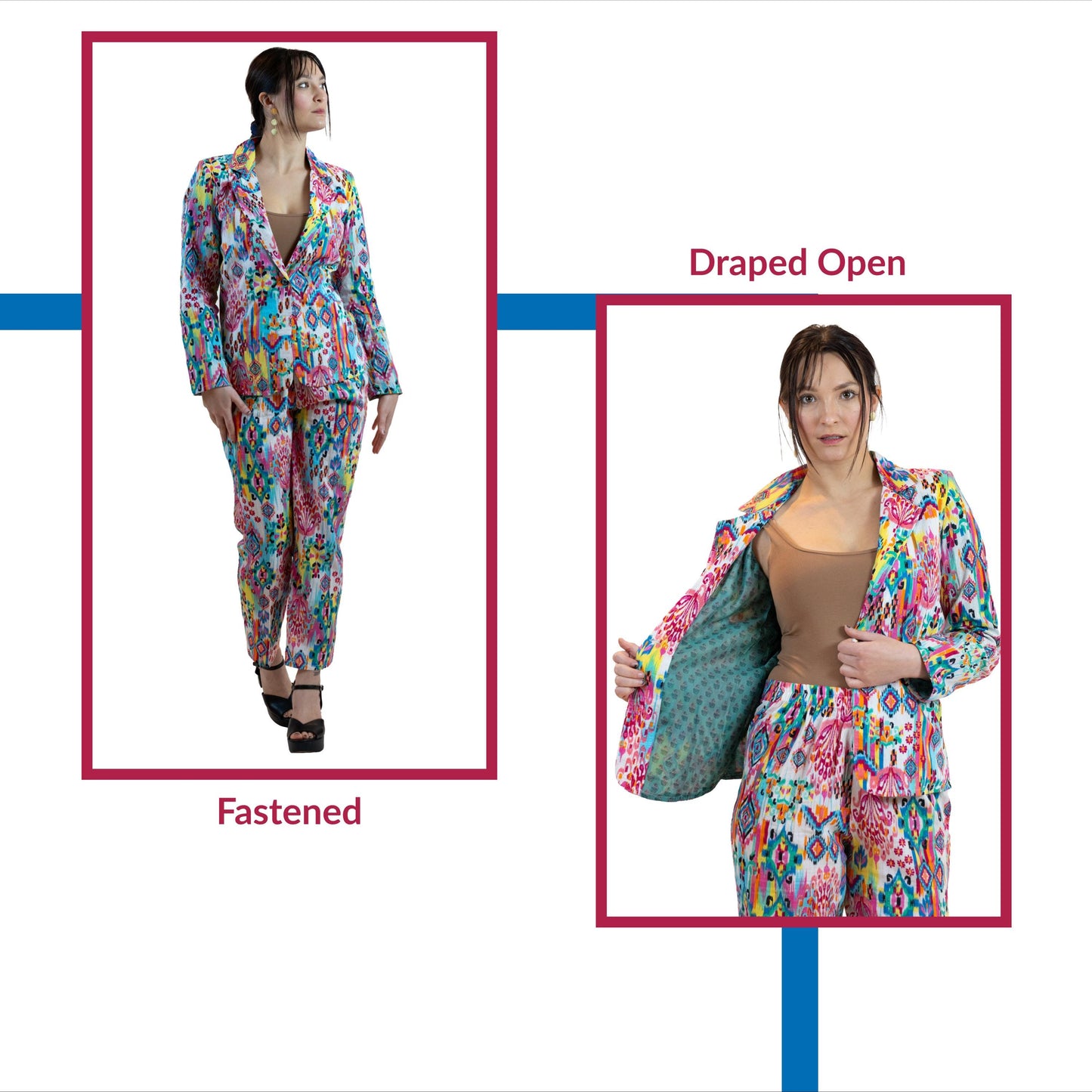 Moroccan Print Co-Ord Set – Blazer & Pants Suit Women - Pink