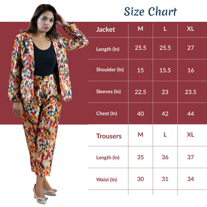 Geometric Print Co-Ord Set – Diamond Pattern Suit Women