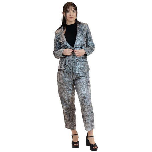 Monochrome Mirror Work Co-Ord Set – Women’s 2 Piece Suit