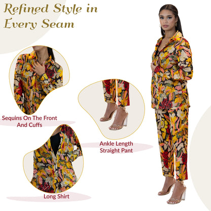 Floral Sequins Co-Ord Set – Elegant 2 Piece Party Outfit