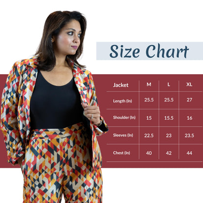 Geometric Block Blazer – Diamond Pattern Women’s Jacket