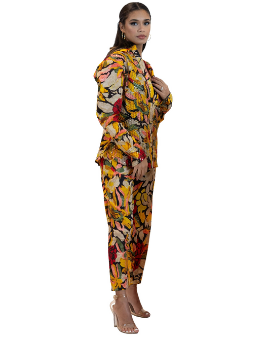 Floral Sequins Co-Ord Set – Elegant 2 Piece Party Outfit