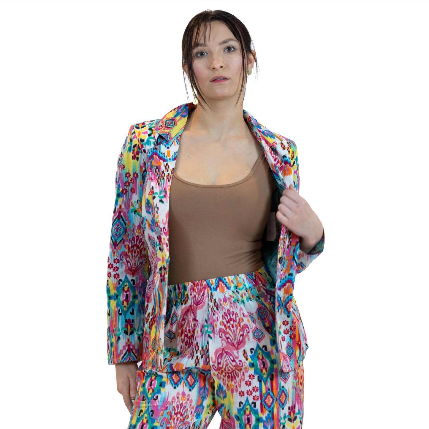 Moroccan Print Co-Ord Set – Blazer & Pants Suit Women - Pink