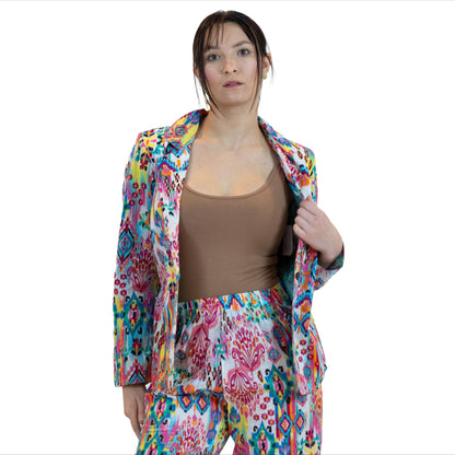 Moroccan Print Co-Ord Set – Blazer & Pants Suit Women - Pink