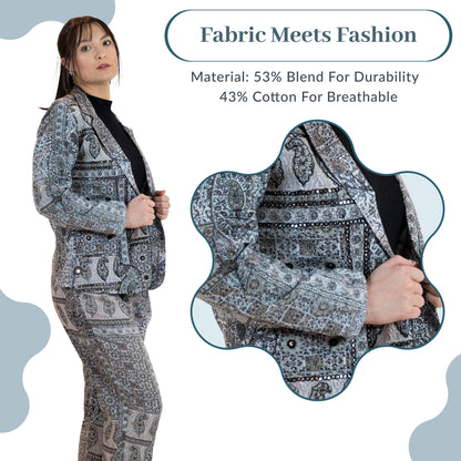 Monochrome Mirror Work Co-Ord Set – Women’s 2 Piece Suit