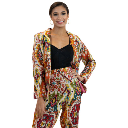 Women’s Moroccan Blazer & Pants – Elegant 2 Piece Outfit- Multicolor