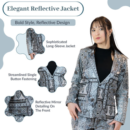 Monochrome Mirror Work Blazer – Paisley Print Jacket