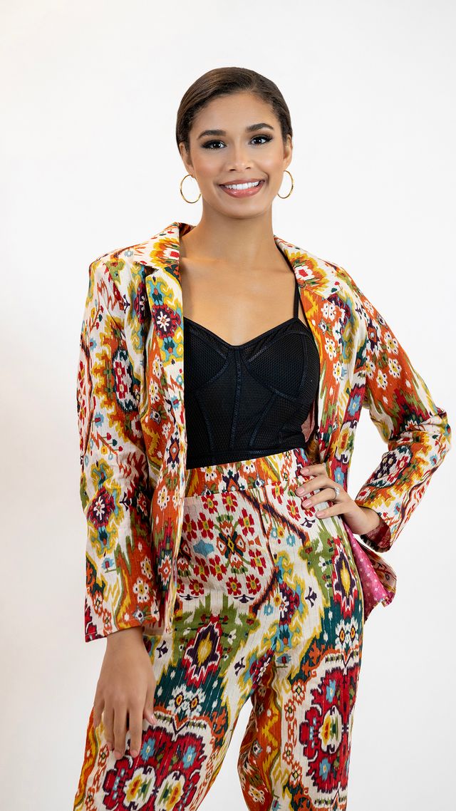 Women’s Moroccan Blazer & Pants – Elegant 2 Piece Outfit- Multicolor
