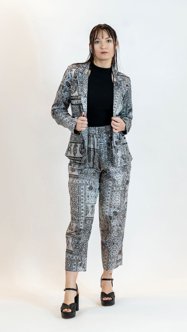 Monochrome Mirror Work Co-Ord Set – Women’s 2 Piece Suit