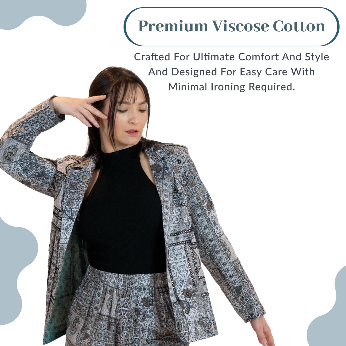 Monochrome Mirror Work Blazer – Paisley Print Jacket