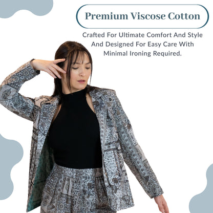 Monochrome Mirror Work Blazer – Paisley Print Jacket