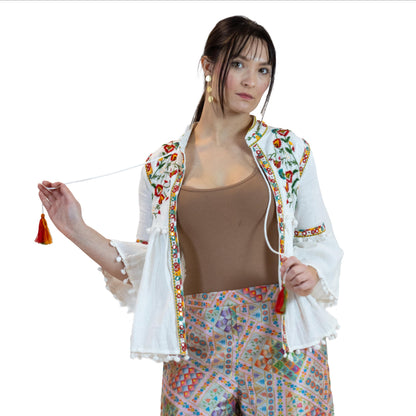 Floral Peplum Top – Puff Sleeve Printed Blouse for Women
