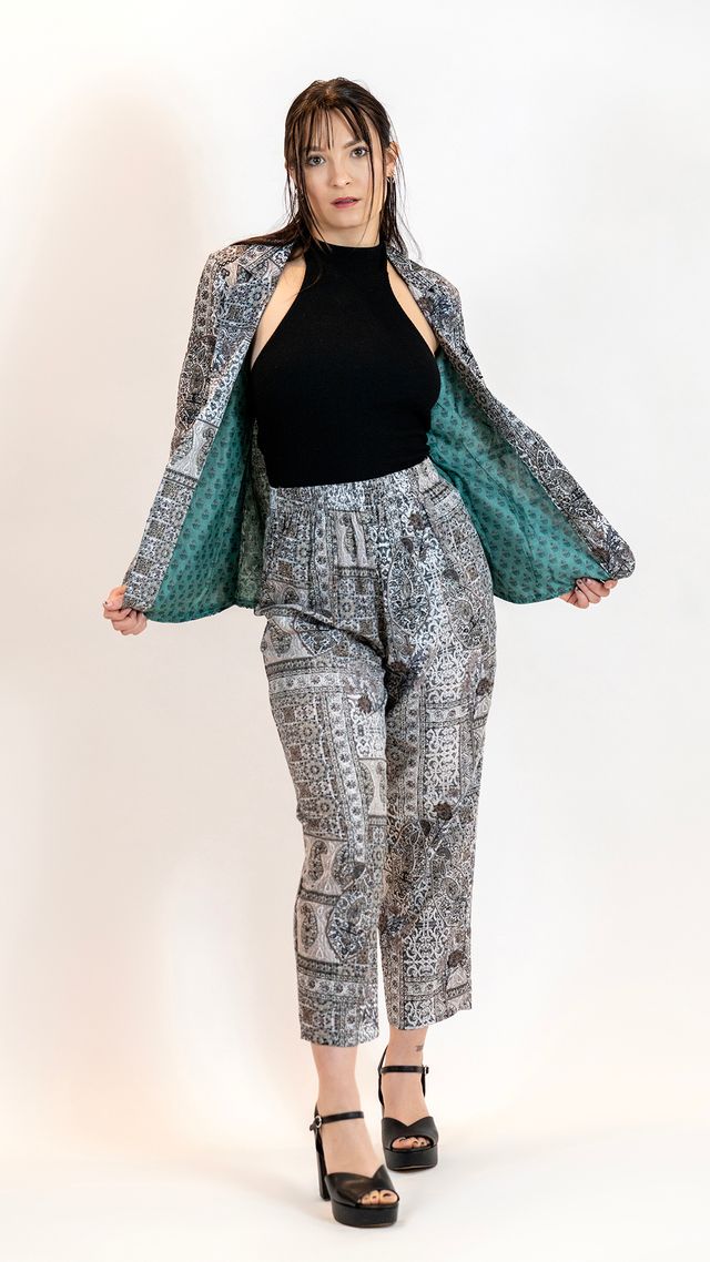 Monochrome Mirror Work Co-Ord Set – Women’s 2 Piece Suit