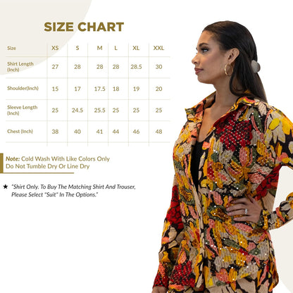 Yellow Sequin Blouse – Sparkly Floral Party Shirt Women