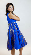 Royal Blue Brocade Dress – Vintage Inspired Midi Outfit