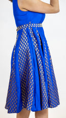 Royal Blue Brocade Dress – Vintage Inspired Midi Outfit