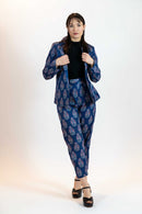Blue Floral Pant Suit – Linen Blend Blazer & Trousers
