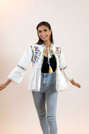 Floral Peplum Blouse – Puff Sleeve Tie-Front Printed Shirt