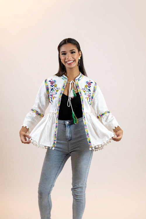 Floral Peplum Blouse – Puff Sleeve Tie-Front Printed Shirt