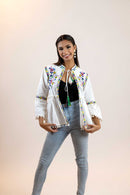 Floral Peplum Blouse – Puff Sleeve Tie-Front Printed Shirt